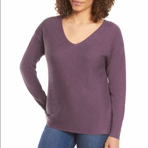 Ella Moss Purple Ribbed V-Neck Sweater size XXL - Picture 7 of 7